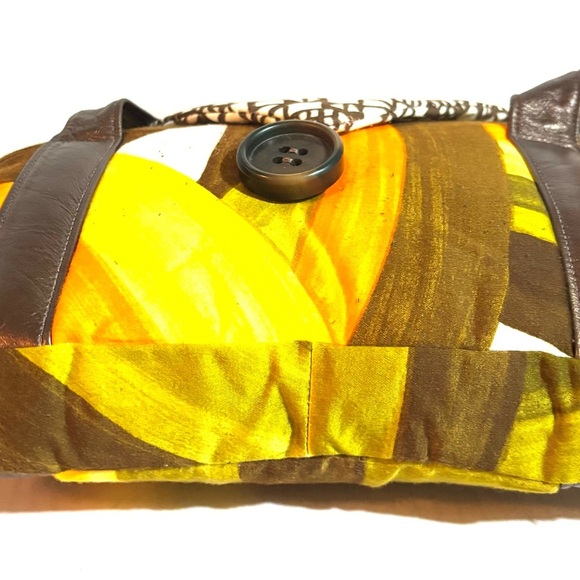 Handmade Multicolor Geometric Patterned Women's Bag with leather strap & trim - Picture 6 of 7